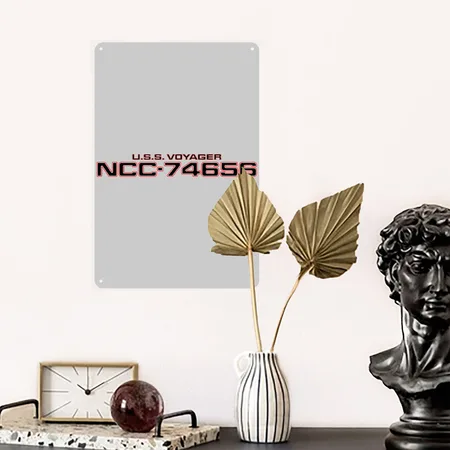 NCC-74656 Voyager Registry Heather Gray Metal Poster Wall Art Decor Sign