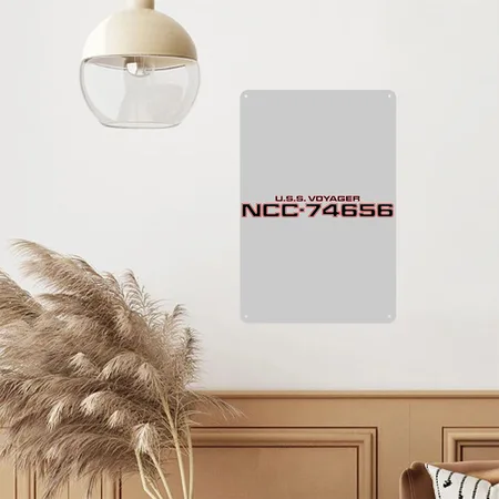 NCC-74656 Voyager Registry Heather Gray Metal Poster Wall Art Decor Sign