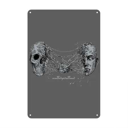 Necromancy Showdown Necromancer Trait Charcoal Grey Metal Poster Wall Art Decor Sign