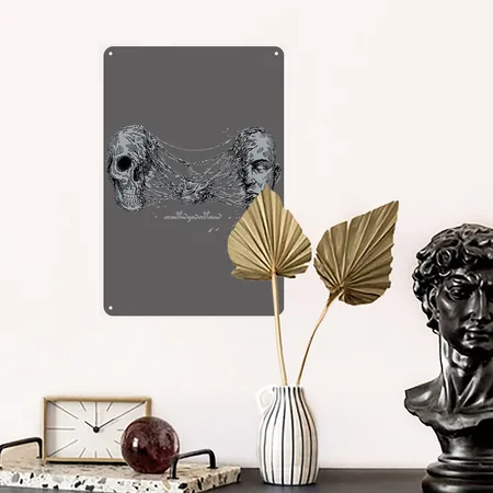 Necromancy Showdown Necromancer Trait Charcoal Grey Metal Poster Wall Art Decor Sign