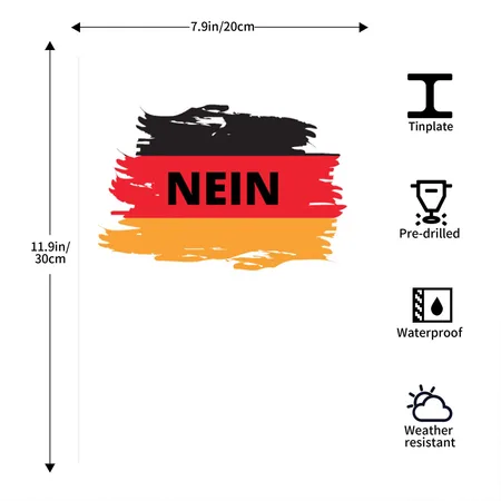 NEIN German Pride For German Fans Patriots White Metal Poster Wall Art Decor Sign