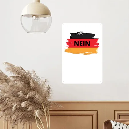 NEIN German Pride For German Fans Patriots White Metal Poster Wall Art Decor Sign