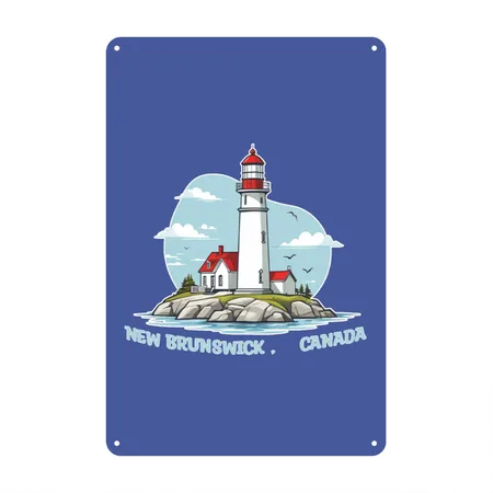 New Brunswick Canada Royal Blue Metal Poster Wall Art Decor Sign