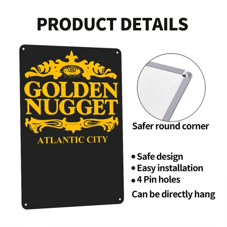 New Design Golden Nugget Best Seller Black/heather Gray Metal Poster Wall Art Decor Sign