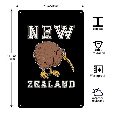 New Zealand Bird Black/white Metal Poster Wall Art Decor Sign