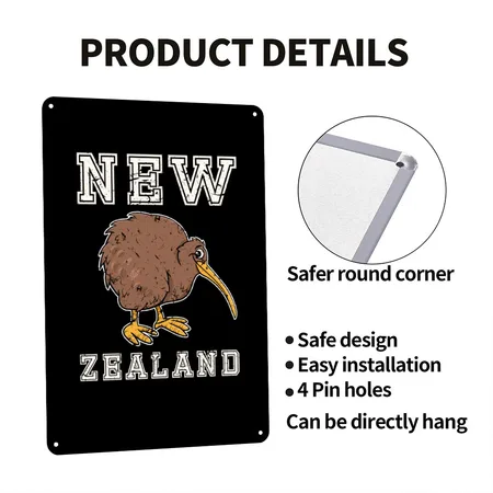 New Zealand Bird Black/white Metal Poster Wall Art Decor Sign