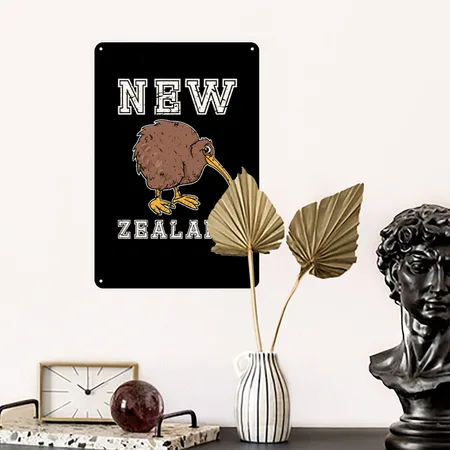 New Zealand Bird Black/white Metal Poster Wall Art Decor Sign