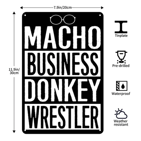 News Radio ?macho Business Donkey Wrestler Black Metal Poster Wall Art Decor Sign