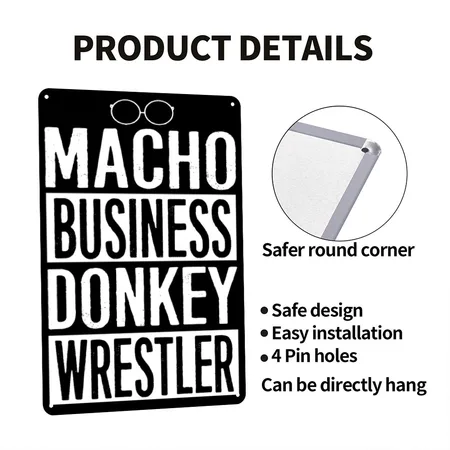 News Radio ?macho Business Donkey Wrestler Black Metal Poster Wall Art Decor Sign