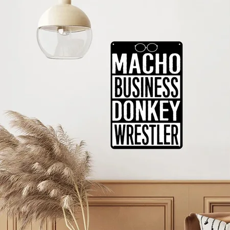 News Radio ?macho Business Donkey Wrestler Black Metal Poster Wall Art Decor Sign