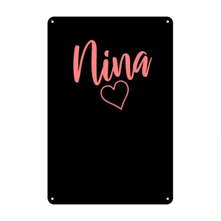 Nina Black/black Metal Poster Wall Art Decor Sign