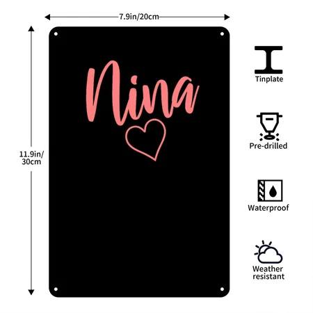 Nina Black/black Metal Poster Wall Art Decor Sign