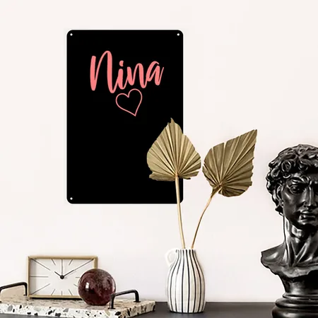 Nina Black/black Metal Poster Wall Art Decor Sign