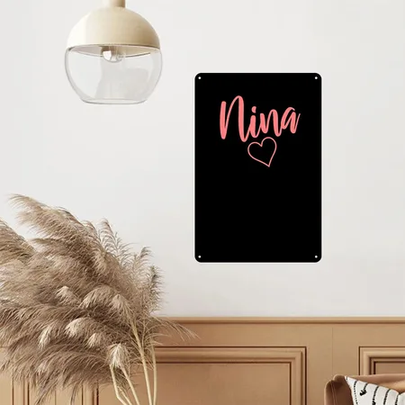 Nina Black/black Metal Poster Wall Art Decor Sign