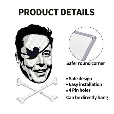 NO ELON! Round Anti-elon Musk Sticker White/black Metal Poster Wall Art Decor Sign