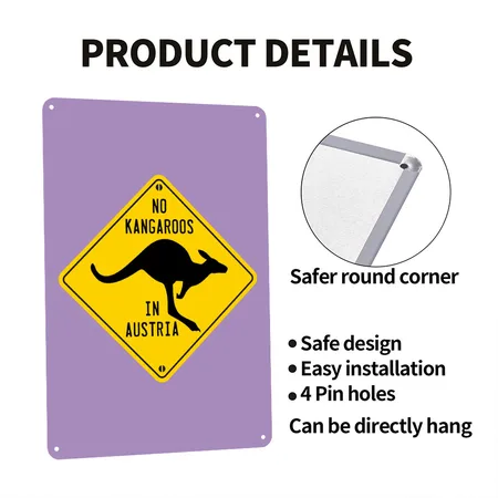 No Kangaroos In Austria Cotton Candy Metal Poster Wall Art Decor Sign