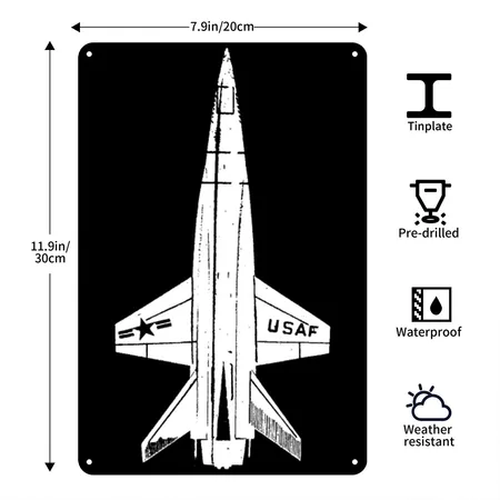 North American X-15 Rocket Plane Gift Black Metal Poster Wall Art Decor Sign