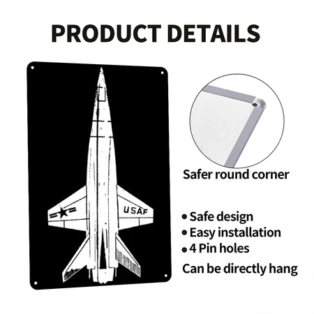 North American X-15 Rocket Plane Gift Black Metal Poster Wall Art Decor Sign