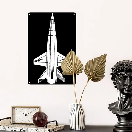 North American X-15 Rocket Plane Gift Black Metal Poster Wall Art Decor Sign