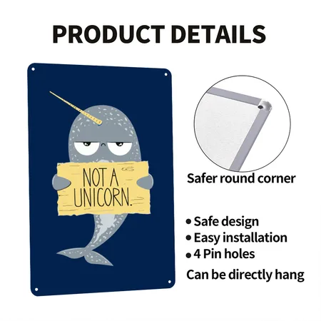 Not A Unicorn Navy Metal Poster Wall Art Decor Sign