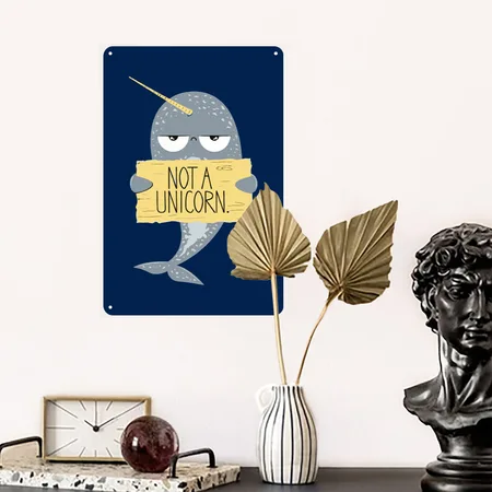 Not A Unicorn Navy Metal Poster Wall Art Decor Sign