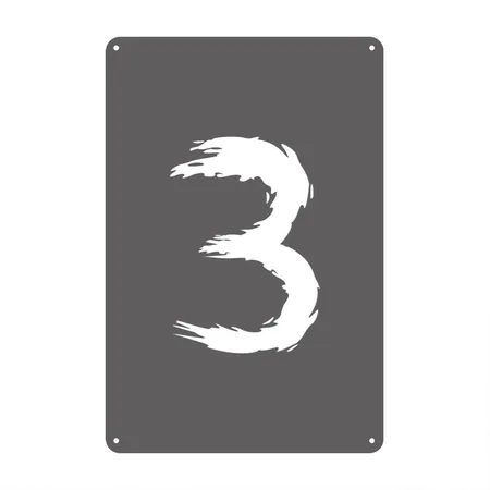 Number 3 Favorite Number Design Brush Charcoal Grey Metal Poster Wall Art Decor Sign