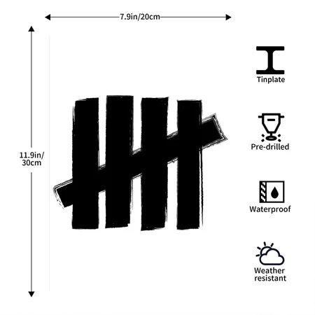 Number 5 White/black Metal Poster Wall Art Decor Sign