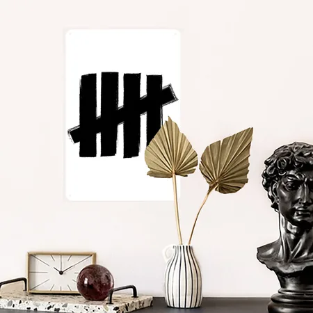 Number 5 White/black Metal Poster Wall Art Decor Sign