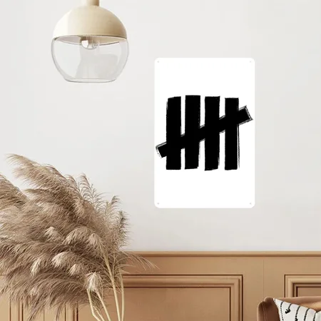 Number 5 White/black Metal Poster Wall Art Decor Sign
