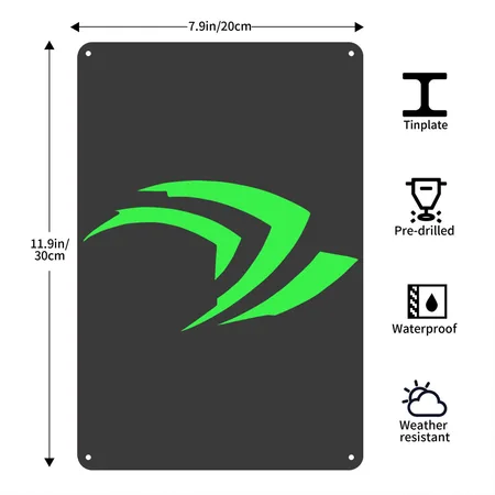 Nvidia Heather Black Metal Poster Wall Art Decor Sign