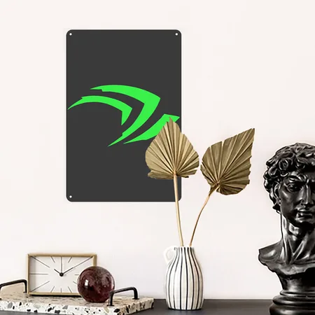 Nvidia Heather Black Metal Poster Wall Art Decor Sign