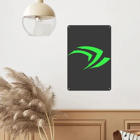 Nvidia Heather Black Metal Poster Wall Art Decor Sign