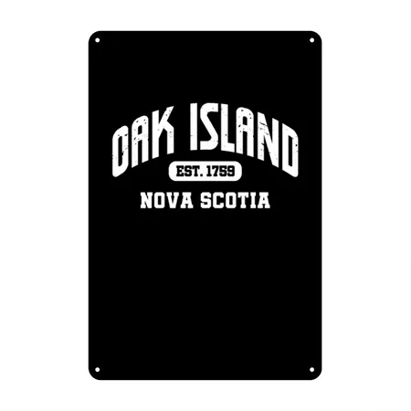 Oak Island Nova Scotia Est. 1759 Black Metal Poster Wall Art Decor Sign