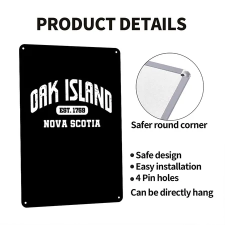 Oak Island Nova Scotia Est. 1759 Black Metal Poster Wall Art Decor Sign