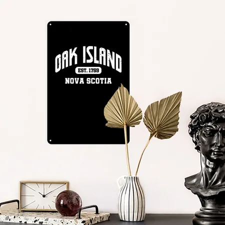Oak Island Nova Scotia Est. 1759 Black Metal Poster Wall Art Decor Sign