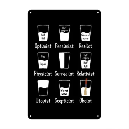 Oboe Water Orchestra Musician Oboist Optimist Black Metal Poster Wall Art Decor Sign
