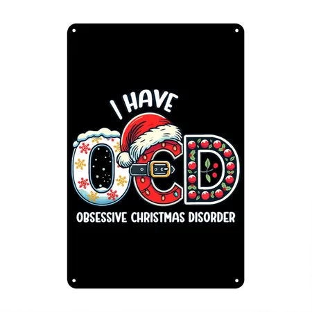 OBSESSIVE CHRISTMAS DISORDER Black/white Metal Poster Wall Art Decor Sign
