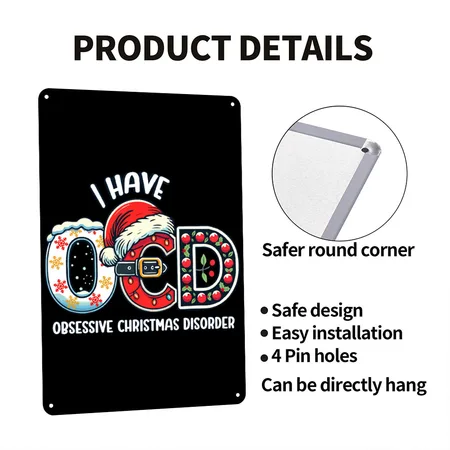 OBSESSIVE CHRISTMAS DISORDER Black/white Metal Poster Wall Art Decor Sign