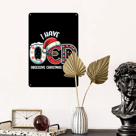 OBSESSIVE CHRISTMAS DISORDER Black/white Metal Poster Wall Art Decor Sign