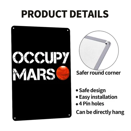 Occupy Mars Mars Elon Musk Black Metal Poster Wall Art Decor Sign