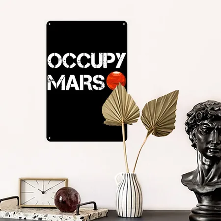 Occupy Mars Mars Elon Musk Black Metal Poster Wall Art Decor Sign