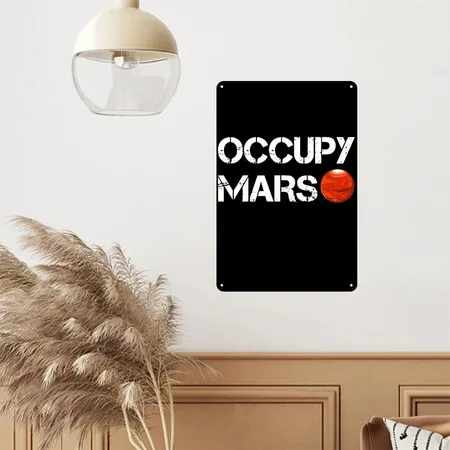 Occupy Mars Mars Elon Musk Black Metal Poster Wall Art Decor Sign