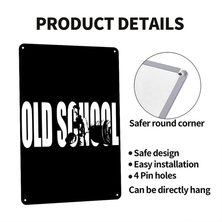 Old School (deadlift) Black Metal Poster Wall Art Decor Sign