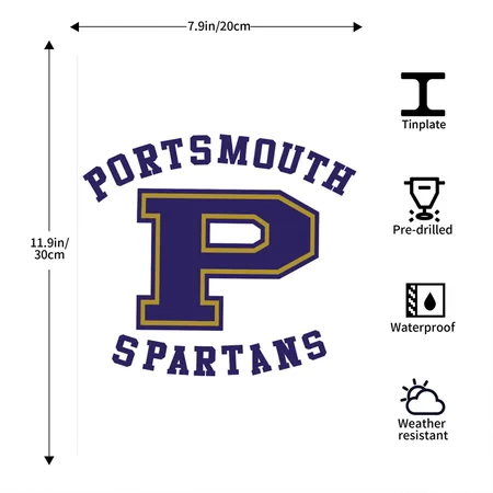 Old School Lions Portsmouth Spartans White/black Metal Poster Wall Art Decor Sign