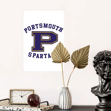 Old School Lions Portsmouth Spartans White/black Metal Poster Wall Art Decor Sign