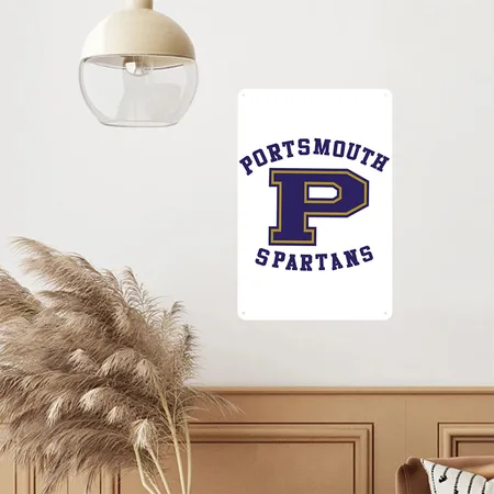 Old School Lions Portsmouth Spartans White/black Metal Poster Wall Art Decor Sign