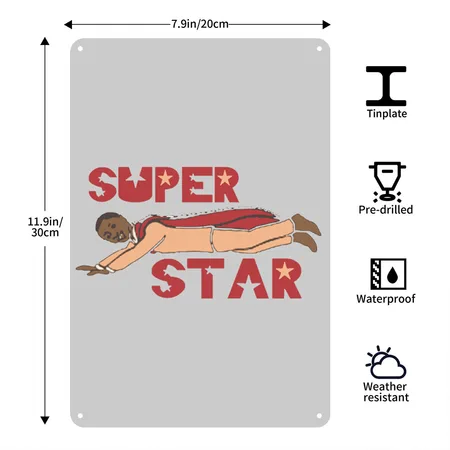 Old School Mel Farr Superstar Detroit Heather Gray Metal Poster Wall Art Decor Sign