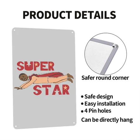 Old School Mel Farr Superstar Detroit Heather Gray Metal Poster Wall Art Decor Sign