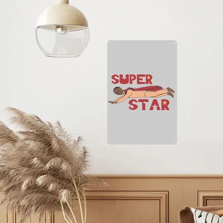 Old School Mel Farr Superstar Detroit Heather Gray Metal Poster Wall Art Decor Sign