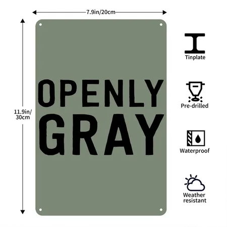 Openly Gray Heather Military Green Metal Poster Wall Art Decor Sign